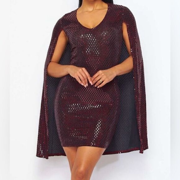 Red Cape Dress - Picture 5 of 6